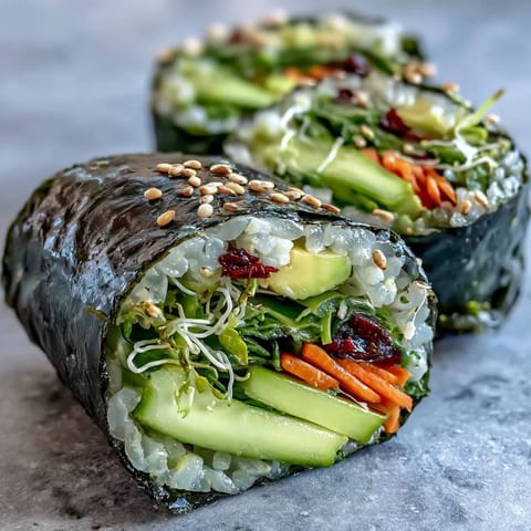 Bright Nori Rolls with Vegetables filled with julienned carrots and red bell peppers, paired with dipping sauce and pickled ginger.