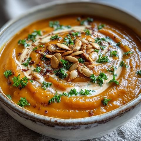 Cozy autumn pumpkin soup simmering in a pot, featuring warm spices and vibrant orange color for fall gatherings.