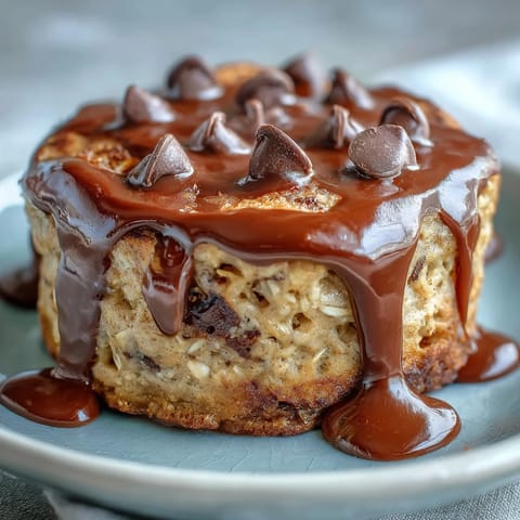 A single-serving Peanut Butter Cup Protein Pancake Bowl topped with sliced banana and chopped roasted peanuts for a hearty breakfast.