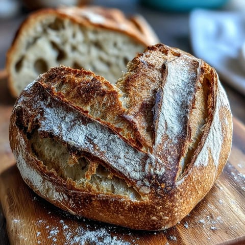 Heart-shaped sourdough bread with intricate flour designs, perfect for Valentine's Day celebrations and special occasions.