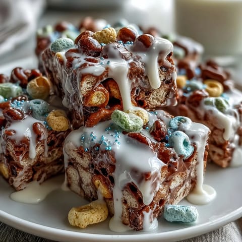 Festive St. Patrick's Day treats board with colorful Lucky Charms bark, green candies, and chocolate coins, perfect for a party spread.
