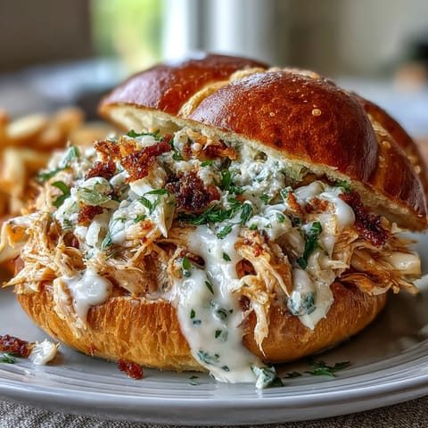 Smoked pulled chicken piled high on soft buns, topped with creamy Alabama-style white BBQ sauce and tangy coleslaw.  