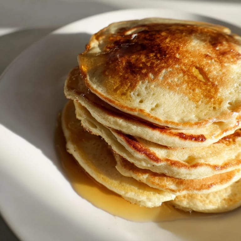 Delicious cottage cheese pancakes, perfectly browned on the griddle, waiting to be enjoyed with syrup.