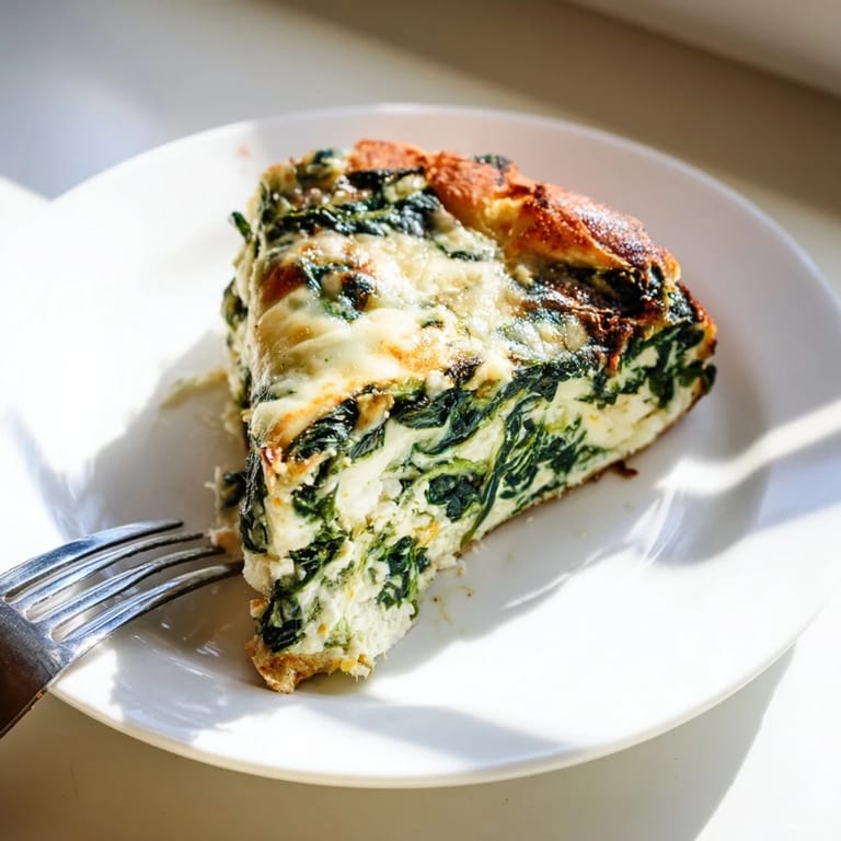 A rustic baking board presents a freshly baked Spinach Ricotta Pizza, topped with creamy ricotta and fresh herbs.