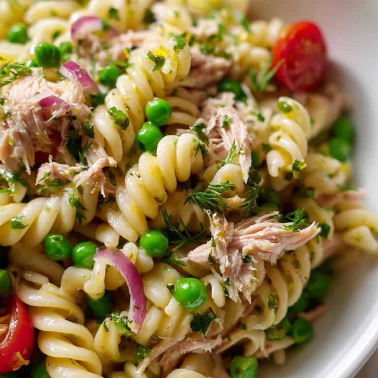 This Lemony Tuna Pasta Salad features bright flavors, ideal for a light dinner or refreshing summer potluck side dish.