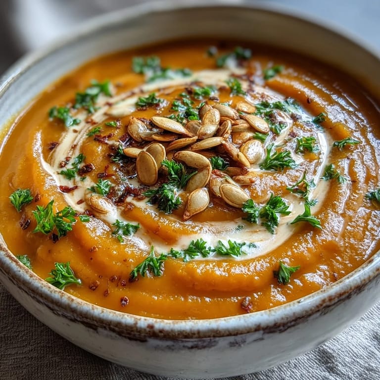 Cozy autumn pumpkin soup simmering in a pot, featuring warm spices and vibrant orange color for fall gatherings.