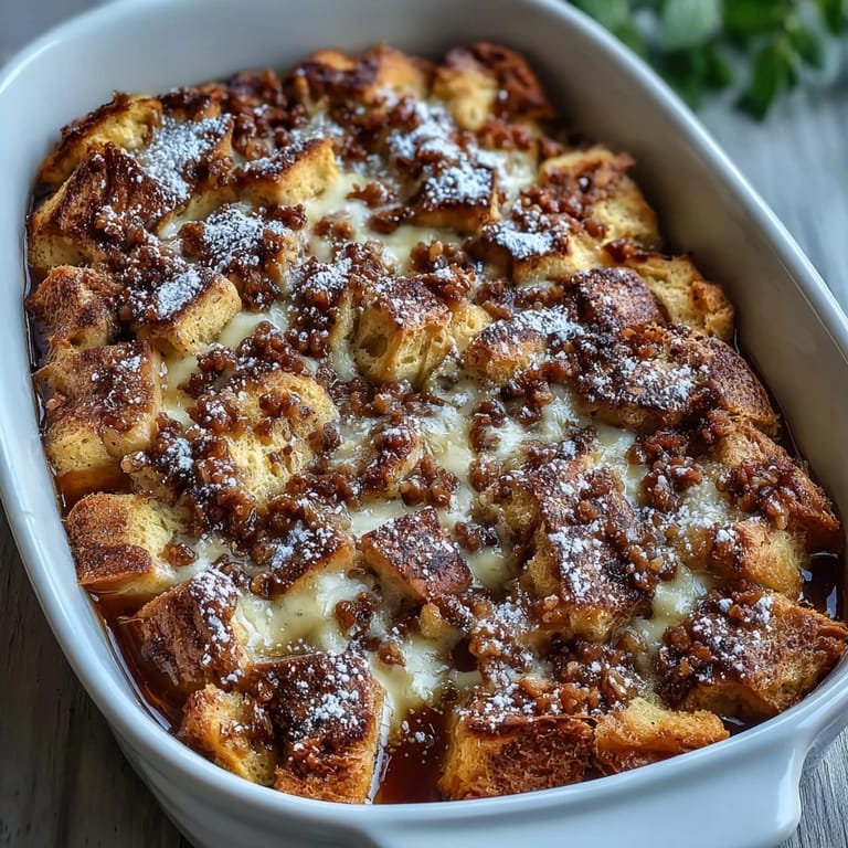 Sliced square of Monte Cristo Breakfast Casserole on a plate with a pitcher of maple syrup and fresh berries nearby.