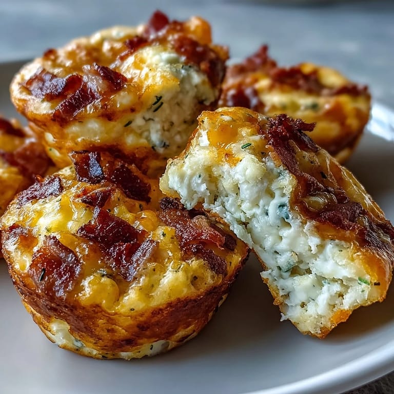 Freshly baked Ranch Bacon Breakfast Egg Bites are garnished with green onions and served alongside a small bowl of salsa.