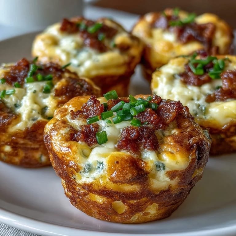 A close-up of Ranch Bacon Breakfast Egg Bites shows fluffy centers, crumbled bacon, and ranch seasoning flecks.