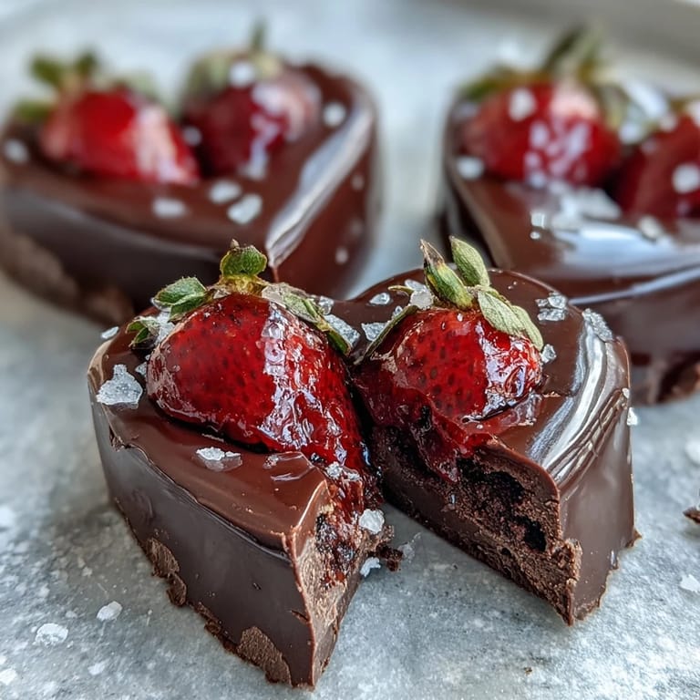 An elegant breakable chocolate heart dessert with juicy strawberries inside, drizzled with white chocolate and decorated with gold leaf for a luxurious touch.