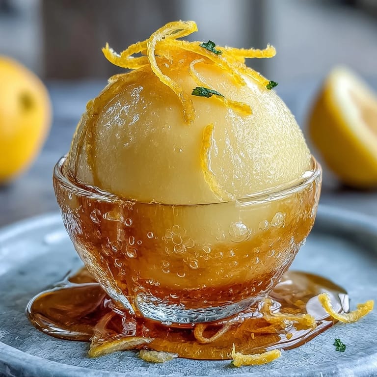 Refreshing Limoncello Sorbet Float with tangy lemon sorbet, Limoncello, and sparkling water, garnished with citrus slices.