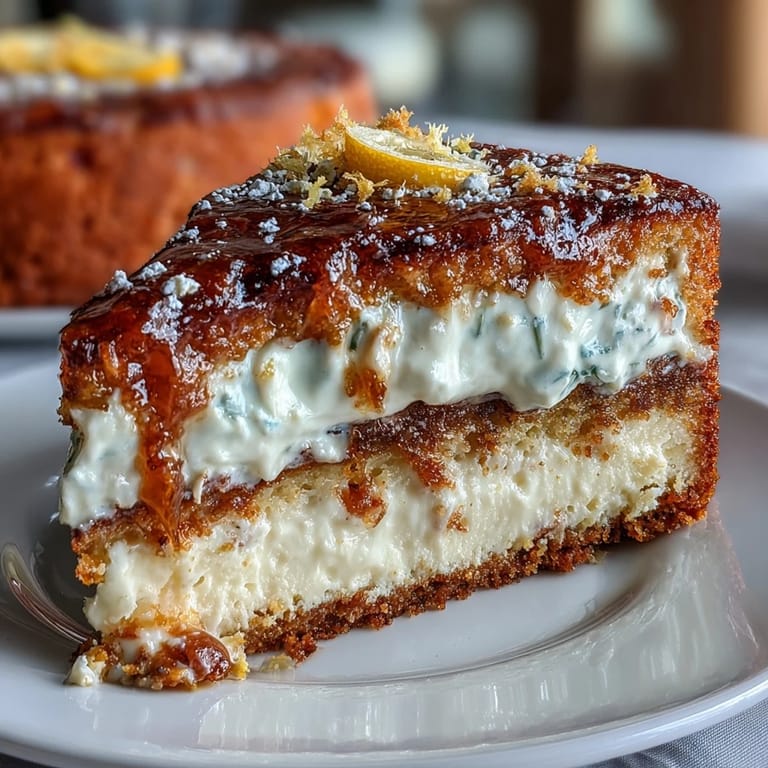 Bright, tangy lemon curd gleams atop a tender, flaky crust, dusted with powdered sugar for a touch of elegance.