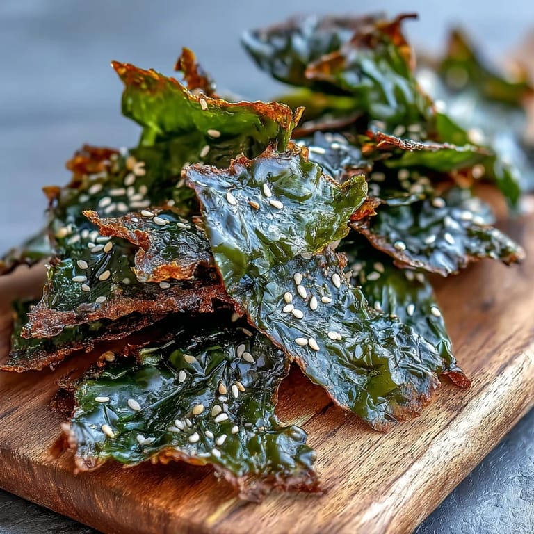 Delicious seaweed snack chips with sea salt and toasted sesame, ready to eat.