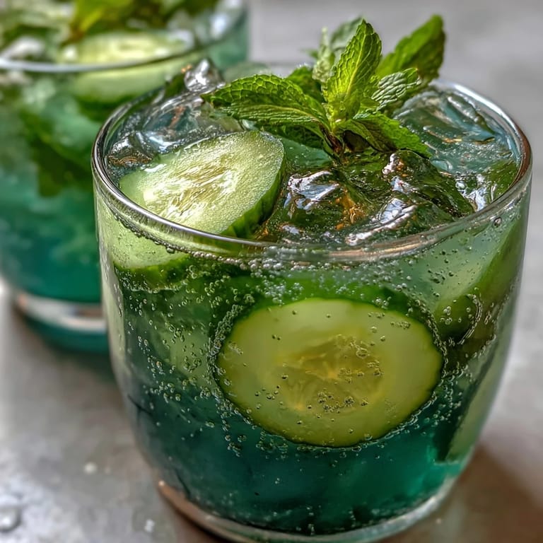 Vibrantly green Sparkling Cucumber Mint Lemonade Mocktail, bursting with citrus and mint.