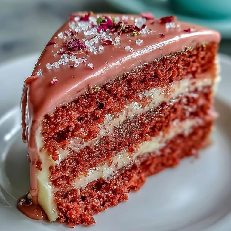 A festive Bridal Shower Rosé Velvet Cake, adorned with shimmering edible gold.