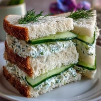 Delicate cucumber tea sandwiches with herbed cream cheese on soft white bread, perfect for afternoon tea or elegant gatherings. Crisp cucumber slices and fresh herbs add a refreshing flavor to these classic finger sandwiches. Elegant and easy cucumber tea sandwiches with creamy herbed spread, ideal for bridal showers, brunches, or garden parties.