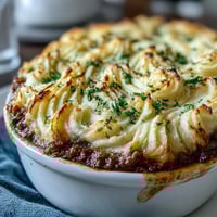 Classic Shepherd's Pie with Cauliflower Mash Topping, a comforting British dish with savory ground lamb and creamy cauliflower mash.
