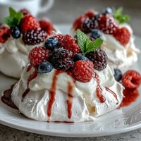 Pavlova with Fresh Berries Cream