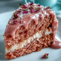 Elegant pink Bridal Shower Rosé Velvet Cake with luscious gold drip.